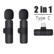 Mini microphone à pince sans fil pour enregistrement audio et vidéo, 2 en 1, type C
