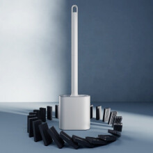 Toilet brush with stand, deep cleaning silicone toilet brush, long handle flat toilet brush, quick drying