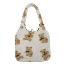 Süße Teddybär-Plüsch-Umhängetasche für Damen und Mädchen, große Handtasche, Kunstfell, Date-Tasche