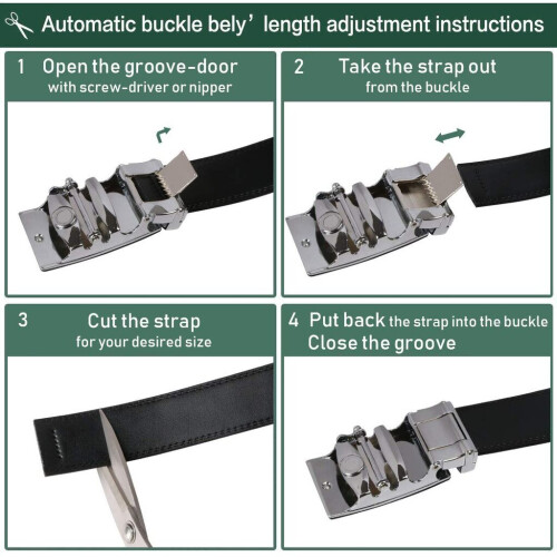 Men's belt, Automatic buckle, leather, with lock