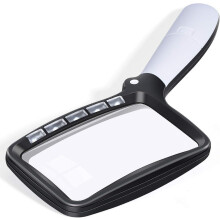 Rectangular Reading Magnifier with 5 LED Lights, 2 Intensity Modes and 2x Magnification for the Elderly