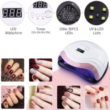 Qianli 168W UV-Nagellampe, professionelle Nagellampen, Schnelltrocknend, 4 Timer 10s/30s/60s/99s, 36