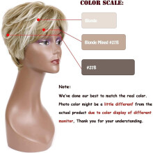 Kermanvärinen peruukki (Blonde Mix Brown) Vaalea lyhyt peruukki naisille Luonnollinen Blondi Lyhyt Pixie