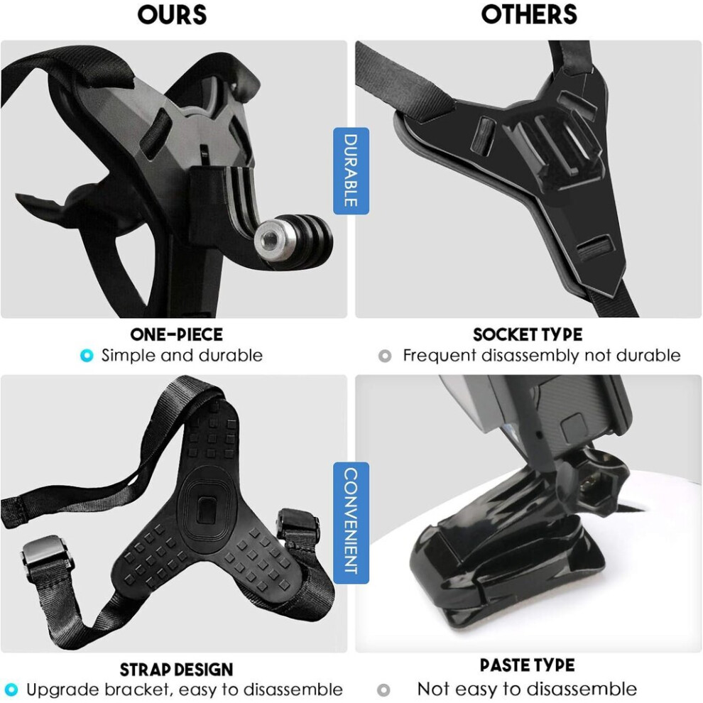 Helmet Chin Mount, Front Helmet Mount, Front Chin Mount For Motorcycle Helmets Full Face Helmet Chin