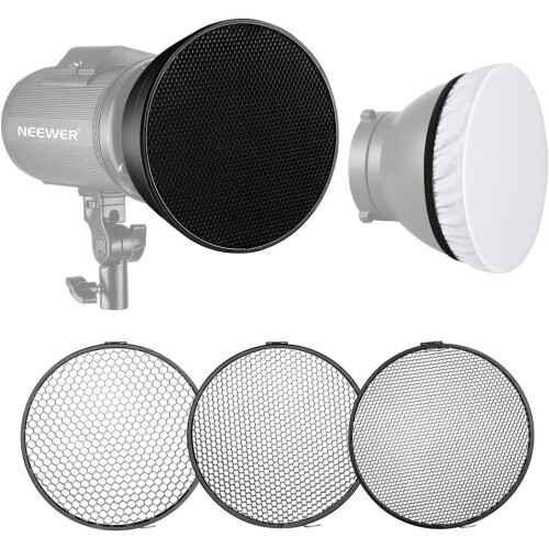 18cm Standard Reflector Soft Diffuser with 20/40/60 Degree Honeycomb Grid for Flash Studio Strobe Light