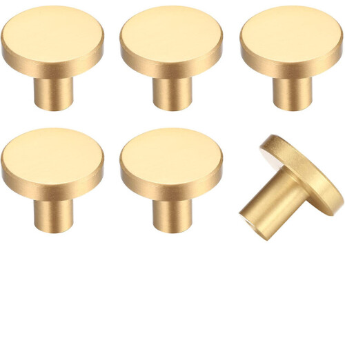 Gold - 6pcs Drawer Knobs, Furniture Knobs, Round Cabinet Knobs, Gold Brass Drawer Knobs, Decorative