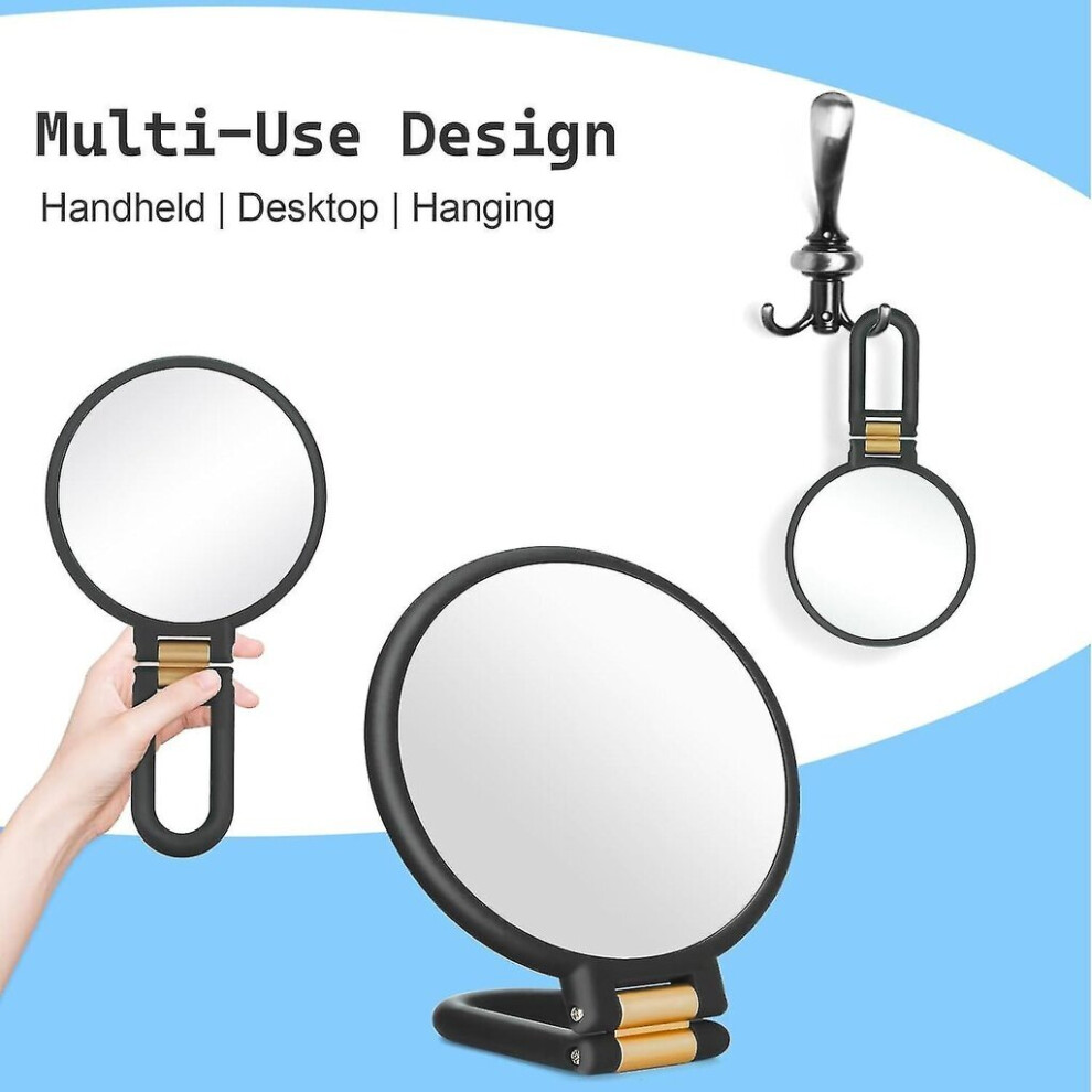 Miroir de voyage grossissant x10 avec poignée - Miroir à main double face avec loupe x10