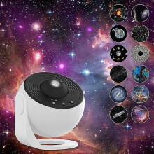 Proyector de galaxia con luz nocturna y cielo estrellado, lámpara de planetario con rotación de 360