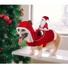 Qianli (maat L) Kleine hondenjas met de Kerstman op zijn kat Rode kersttrui voor honden Kerstman op