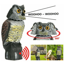 Realistischer Vogelschreck, rotierender Kopf, Klang, Eule, fliegender Lockvogel, Schädlingsabwehr, Vogelscheuche,