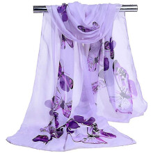 Damen Chiffonschal, durchsichtiger Wickelschal, leicht, weich, modisch, Blumendruck