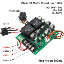 DC Motor Controller DC 9-50V 40A Reversing DC Motor Speed Controller to 12V 24V 36V 48V 2000W Reversing