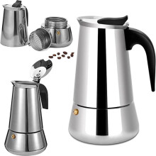 Caffettiera italiana 12 tazze in acciaio inox compatibile con tutti i tipi di piano cottura 12 tazze