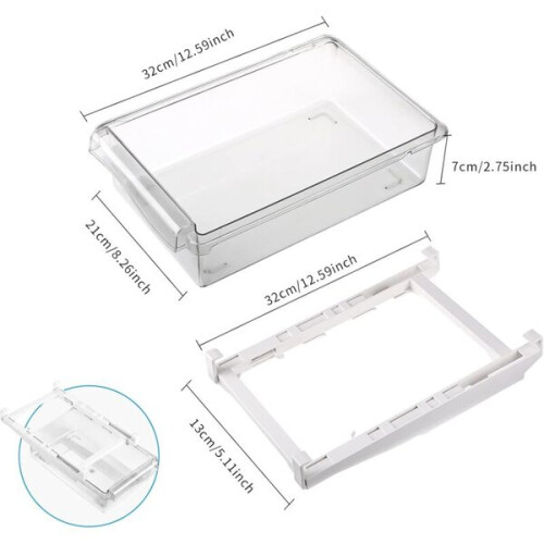 Refrigerator storage box, 2 pcs refrigerator drawer, refrigerator storage boxes with sliding drawer, 2