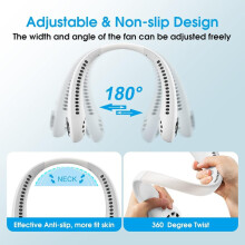 Wit - Draagbare nekventilator, bladloze USB handsfree ventilator, stille en oplaadbare mini nekventilator,