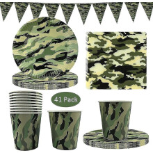 41-pack camouflage wegwerp tafelkleden camouflage feestbenodigdheden met camouflage bord bekers servetten