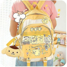 Nueva mochila de Sanrio Kuromi, bolso de hombro con pompón de My Melody, bolso escolar para estudiantes,