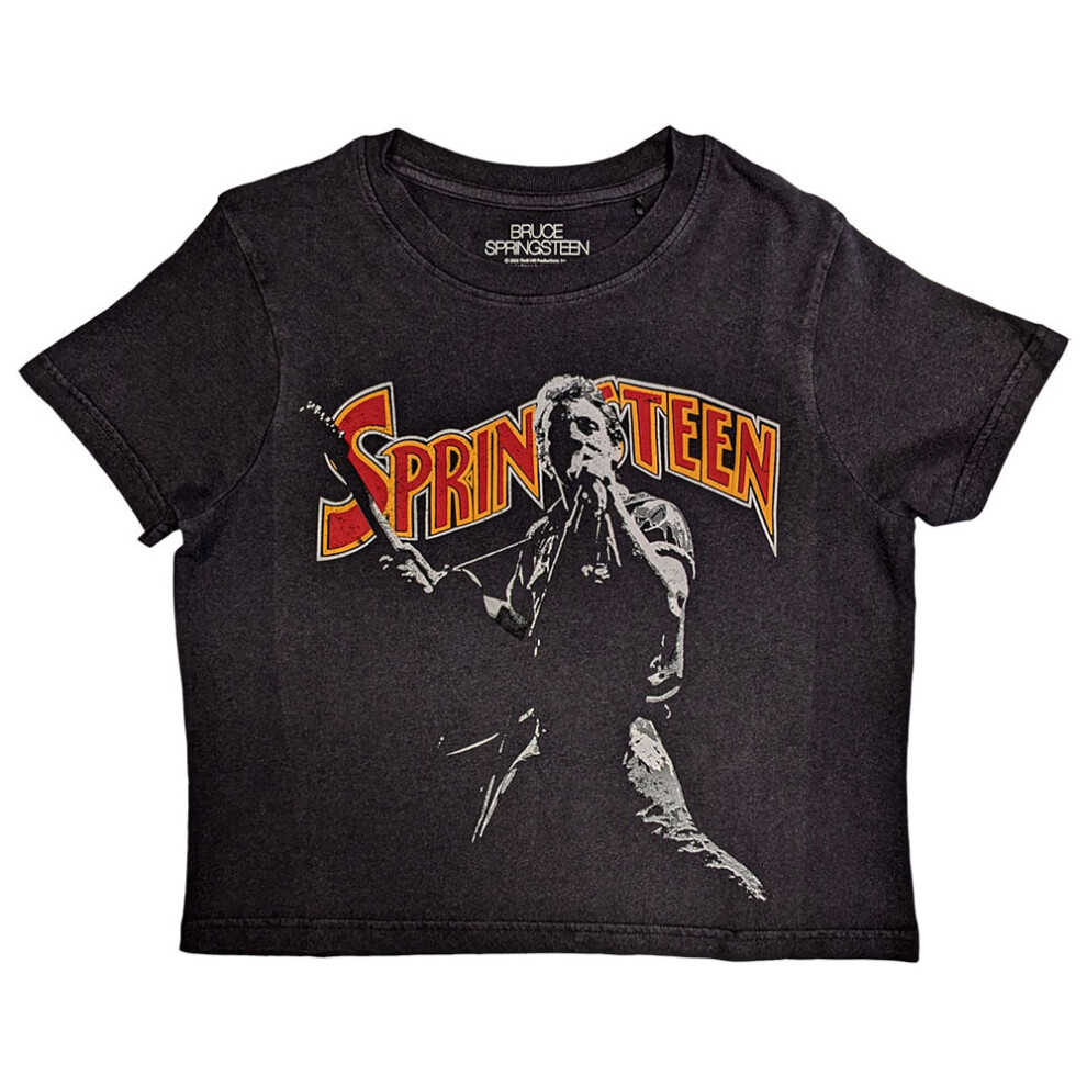 Bruce Springsteen Women's Black (S, ) Stage Pose Crop Top