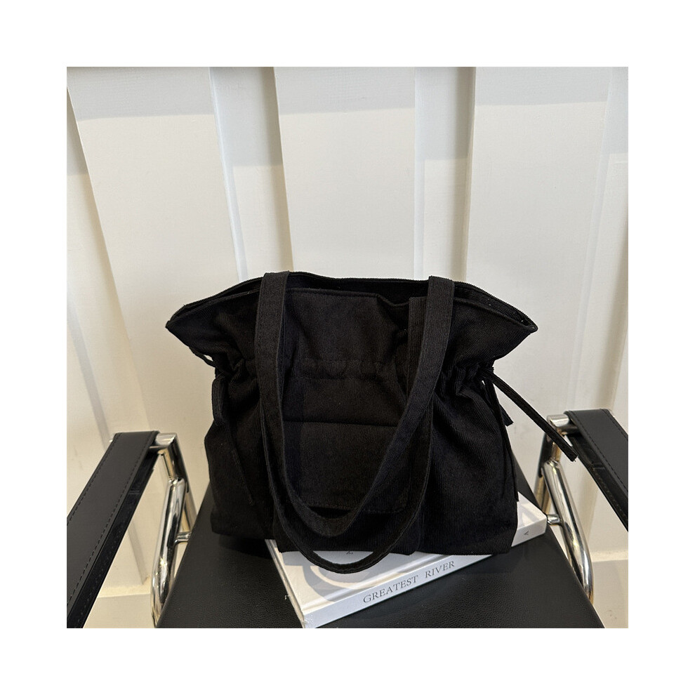 (Black) Large Modern Trendy Capacity Bucket Bag For Women Perfect Commuting Everyday For