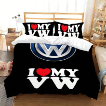 (SJT-165SJT3A6, EU Double(200x200cm)) Duvet Cover Pillowcase Bedding Set V-VolkswagenS Adult Boy Girl Bedroom Decoration Children Gift Single Double Large