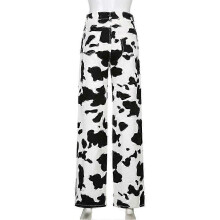 (S, One size) Cow Print High-waisted Women's Jeans Loose Straight Spring/summer,50% Offer