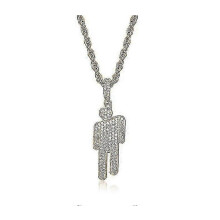 (Silver, One size) Billie Eilish Copper Pendant Necklace with Charms - Women's Hip-Hop Rap Fashion Jewelry