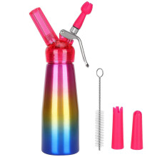 (As show, One size) Cream Foamer with 3pcs Nozzles Dispenser Maker Cake Dessert DIY Tool Aluminium Kitchen Bake Supplies 500ml