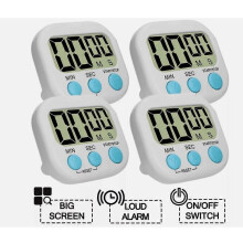 (As show, One size) 4X Kitchen Timer Magnetic LCD Digital Countdown Stopwatch With Stand Alarm Clock