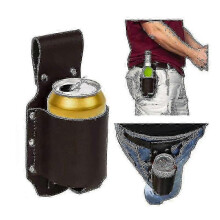 (As show, One size) Leather Beer Holster Classic Beer Holster For Men Bottle Holder Belt Fit Soda Drink