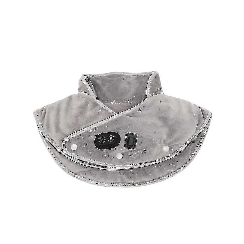 Kikidex (As Show, One Size) Grey Heating Pad For Neck Shoulders 3 Level Temperature Adjustment Massage Mode Sable Fabric Electric Heated Neck Wrap