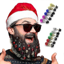 (As show, One size) 12pcs Beard Christmas Baubles Clips , Colorful Christmas Beard Hair Baubles Ornaments