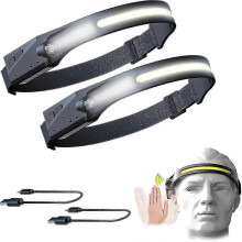 (As show, One size) 2pcs Usb Rechargeable Headlamp With All Perspectives Induction 230 Illumination
