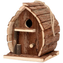 (As show, One size) Bird Nesting Box House Wooden Hanging Nest Box Home For Birds Rustic Natural Weatherproof Ideal For Any Size Garden Outdoors Tree Or Balcony(1pcs, Bro