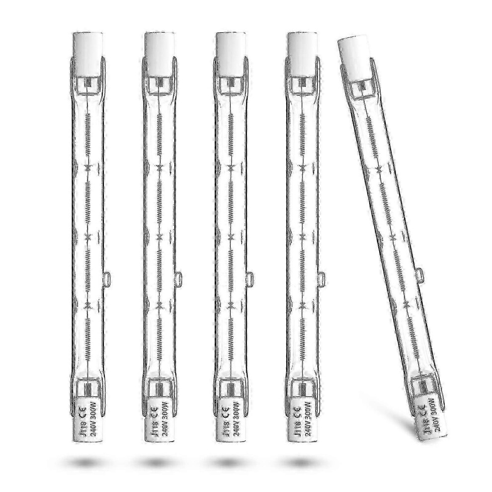 (As show, One size) R7s 300w Halogen Bulb 118mm - Linear Halogen Floodlight Warm White 2800k, For Security Lamps, Landscape Lighting, Pack Of 5-image-OPC-PHJTFQH-NEW
