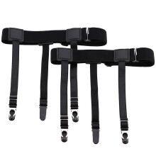 (As show, One size) Shirt Sta, Shirt Garters Holders Keepers Belt For Man, Shirt Suspenders Tuckers With Non-slip Heavy Duty Clips2pcs, Black)