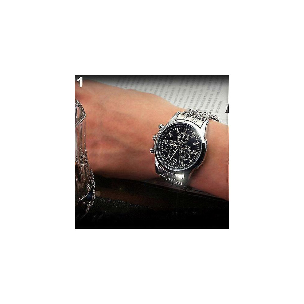 (As show, One size) Stylish Stainless Steel Men&#39;s Wrist Watch with Glow-in-the-Dark Pointer and Blue Ray Glass-image-OPC-PHJTFZ5-NEW