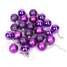 (As show, One size) Christmas Party Ornamnet Bauble Balls XMAS Tree Glittler Decorations Hot Purple