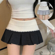 (M Black, One size) Low Waist Lace Patchwork Skirt Retro Fashion Soft and Comfortable