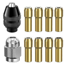 (As show, One size) Drill Chuck Collet Set for Dremel,1/32inch to 1/8inch Replacement 4486 Keyless Bit with Replacement Rotary Drill Nut Set