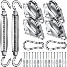 (As show, One size) Shade Sail Fixing Kit, M6 Heavy Duty Shade Hardware Kit, 304 Stainless Steel Shade Accessory Kit For Garden Triangles And Squares, Hardware Accessory