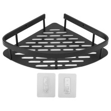(As show, One size) Triangular Shower Shelf Punch Free Rustproof Aluminum Shower Corner Shelf with Hollow Base for Bathroom Toilet Monolayer