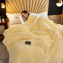 (As show, One size) Air Conditioner Quilt Double Sided Soft Comfortable Cat Feeling Cut Flowers Portable Summer Cool Blanket for Office Sofa lemon Yellow 150x200cm/59.1x7