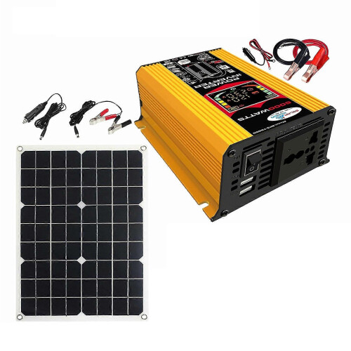 (As show, One size) 6000w Car Power Inverter Solar Panel System Kit Charge Controller 12v To 2