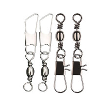 (As show, One size) Fish Fishing Barrel Swivel With Safety Snap Interlock Snaps High Strength Tackle 100pcssilver