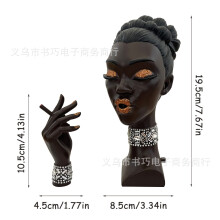 (Black man closed his eyes orange) Creative Black Woman Avatar Incense Burner Resin Craft Character Sculpture Home Decoration