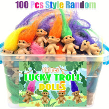 Mini PVC Vintage Chromatisch Glückliche Trollfiguren Mit Mehrfarbigen Haaren, Entzückendes Zufälliges Sortiment Für Kunsthandwerk