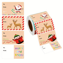 Roll Weihnachtsgeschenk-Label Aufkleber, Beschreibbare Selbstklebende Dekorationsetiketten Für Weihnachtsgeschenkverpackungen, Multi-Stil