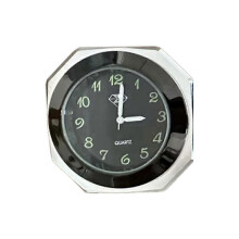 (As show, One size) Motorcycle Clock Waterproof Mount Quartz Clock Watch Luminous Clock for 22-28mm Handlebar Styling Black Silver