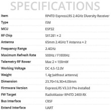 (As show, One size) For RP4TD ExpressLRS 2.4ghz Nano Receiver Built in WIFI TCXO(RP4TD FCC)