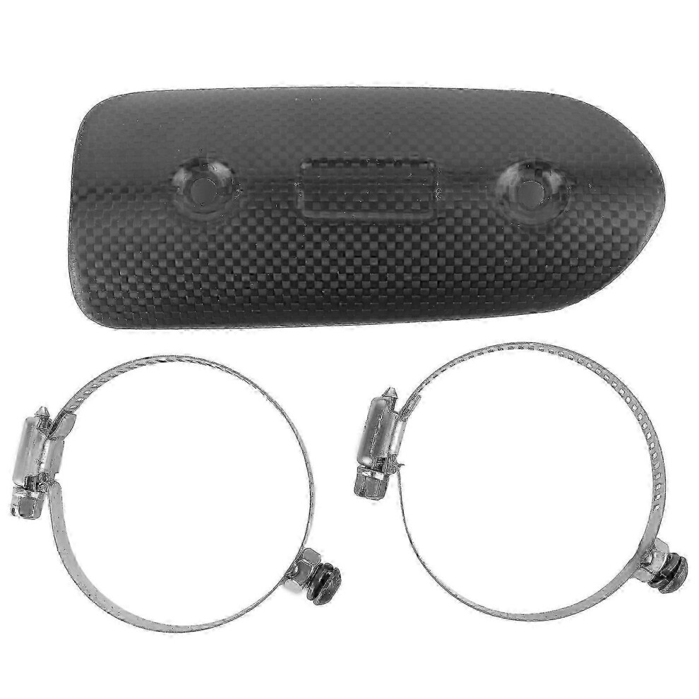 (As Show, One Size) Universal Dry Carbon Fiber Exhaust Midpipe Heat Shield Guard Kit Fit For Kawasaki 4631898209235